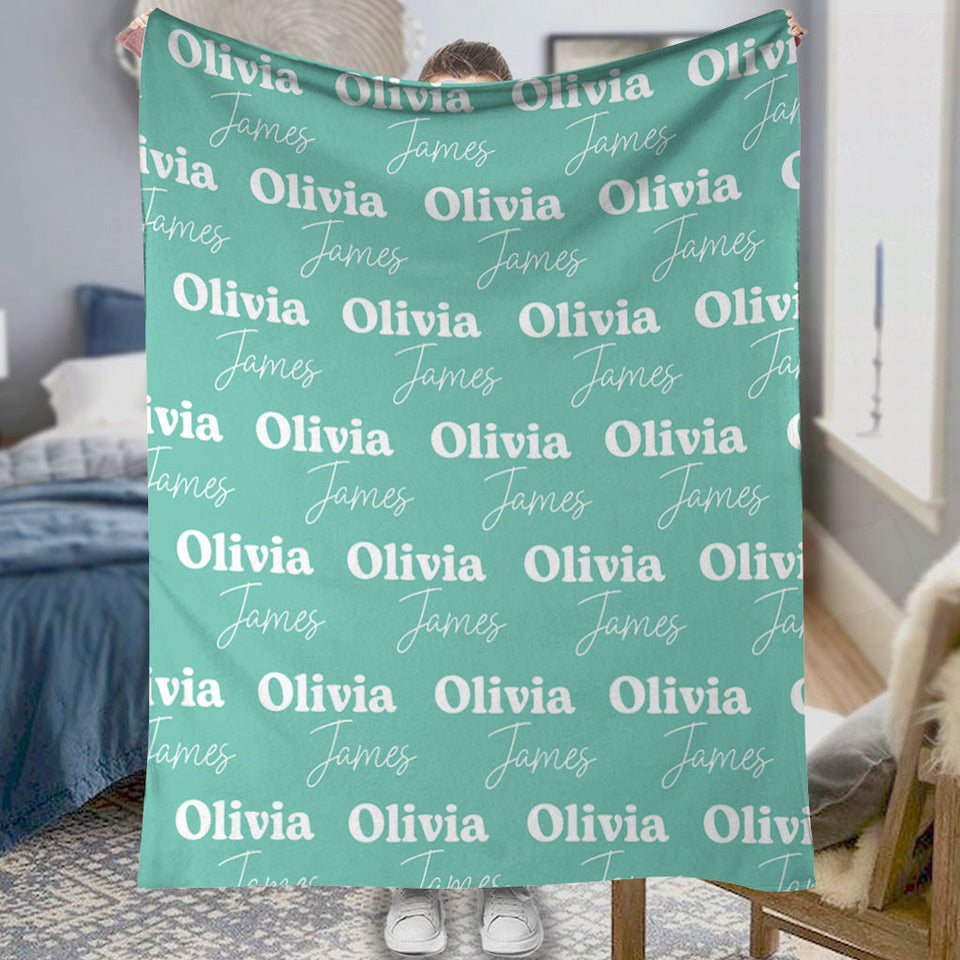 Custom Name Pattern - Personalized Couple Blanket