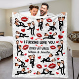 I Love You Funny Photo Inserted Couple - gift for husband, wife, boyfriend, girlfriend - Personalized Blanket