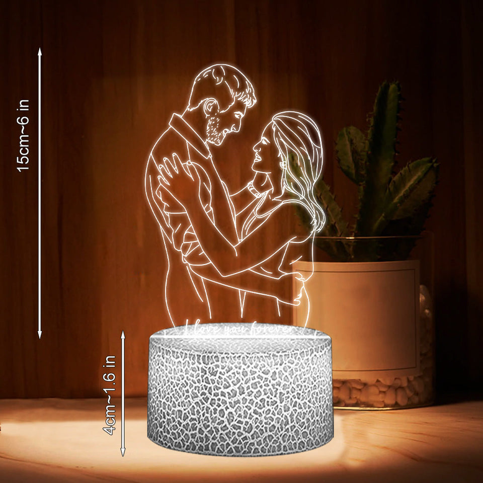 I Love You Forever - Personalized Couple Shaped Plaque Light Base