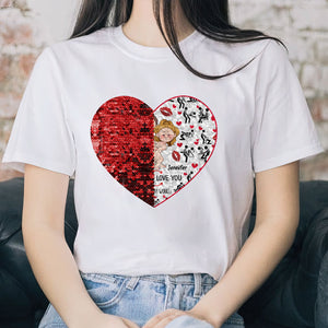 I Love You - gift for husband, wife, boyfriend, girlfriend - Personalized Sequin T-shirt