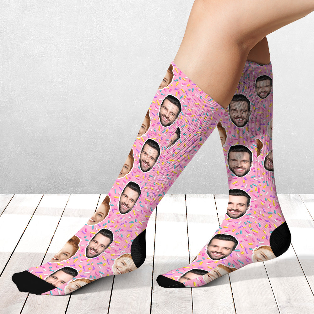 Custom Face Sweet Candy - Personalized Couple Socks