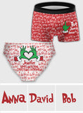 Matching Christmas Underwear For Couple - Personalized Couple Women Briefs & Men Boxer Briefs