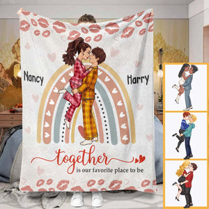 Together Is My Favorite Place To Be - gift for husband, wife, girlfriend, boyfriend - Personalized Blanket