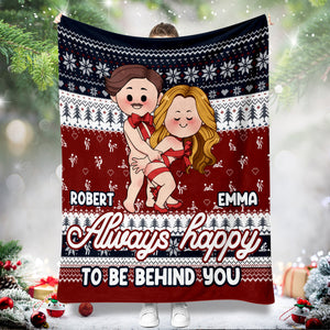 Always Happy To Be Behind You - Personalized Couple Blanket