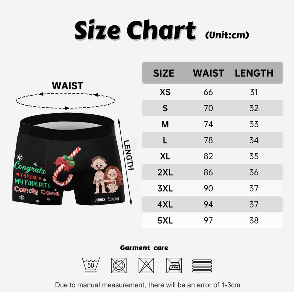 Congrats On Being My Favorite Candy Cane - gift for husband, wife, boyfriend, girlfriend - Personalized Men’s Boxer Briefs