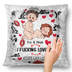 I Love You - Personalized Couple Sequin Pillow Cover