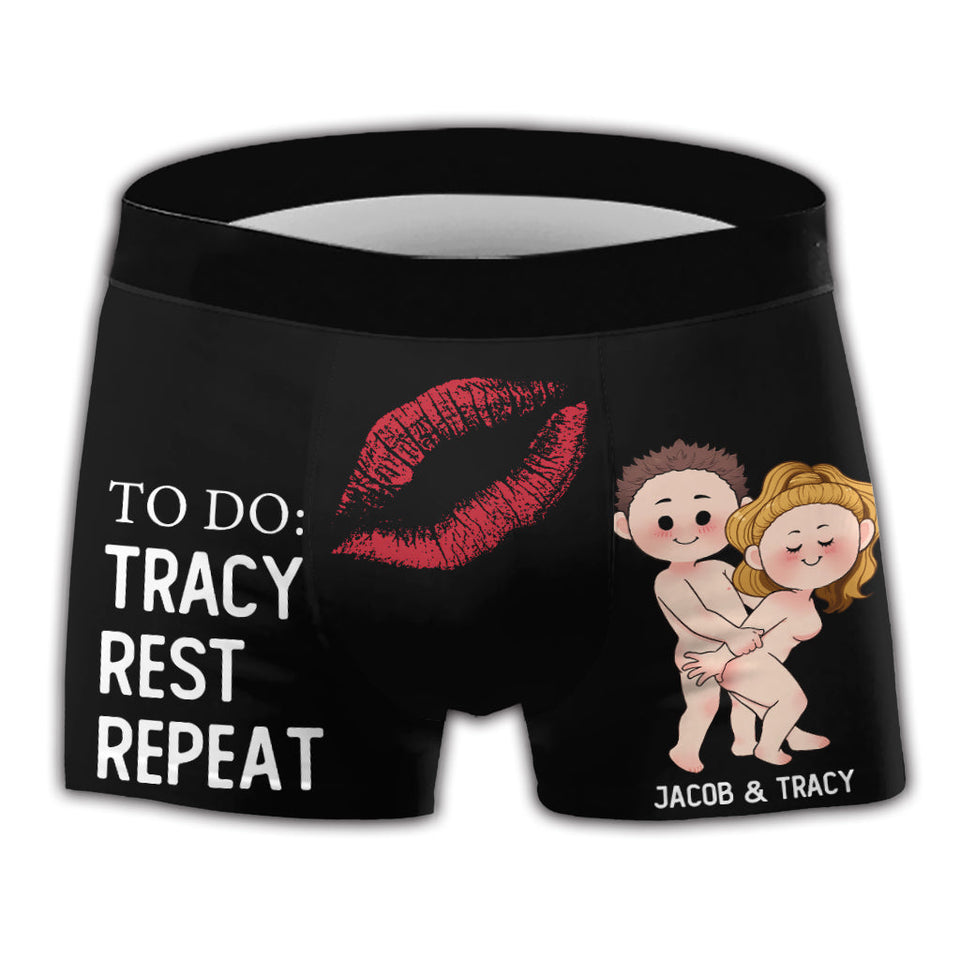 To Do List - Personalized Couple Men Boxer Briefs