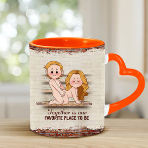 I Love You - Personalized Couple Heart Handle Mug