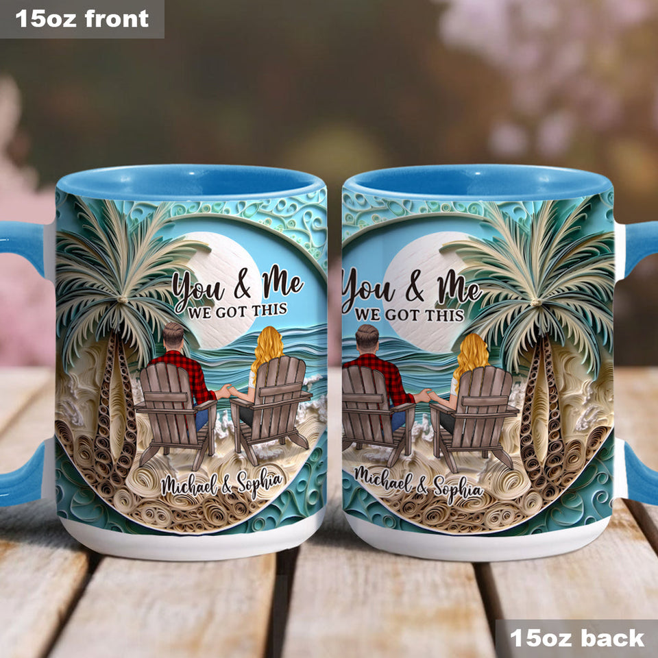 Beach Scene Happy Couple - Personalized Couple Accent Mug