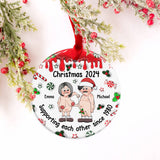 Supporting Each Other - Personalized Couple Ceramic Circle Ornament