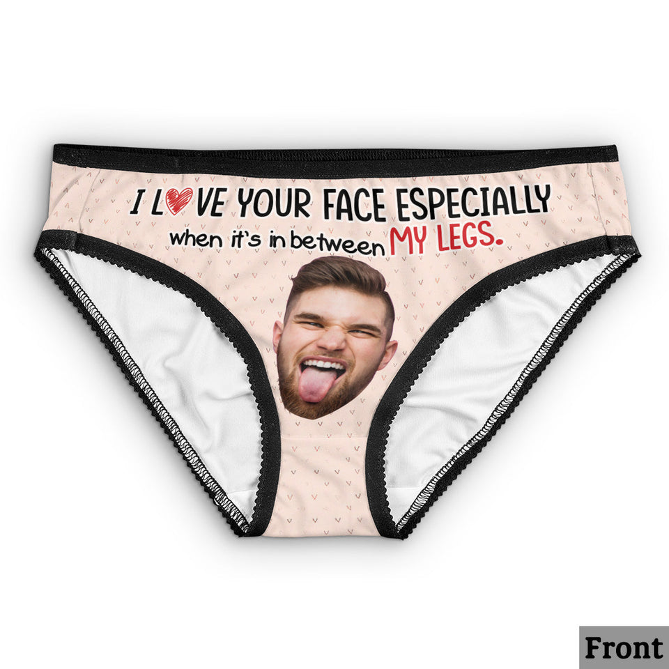 I Love Your Face Especially - Personalized Couple Lace Border Women Briefs