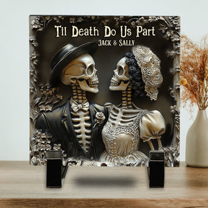 Til Death Do Us Part - Personalized Couple Square Shaped Stone