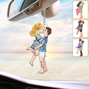 Drive Safe I Love You - Personalized Couple Custom Shaped Car Ornament