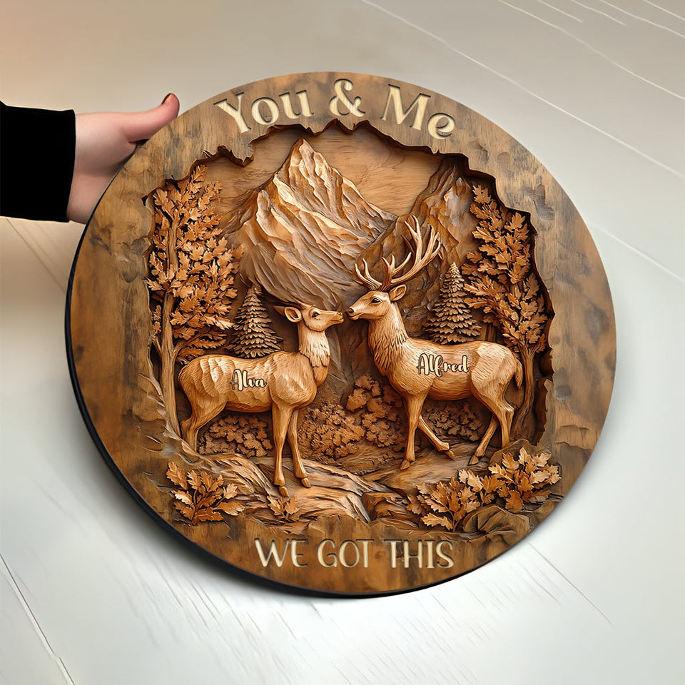 We Got This - Personalized Couple Round Wood Sign