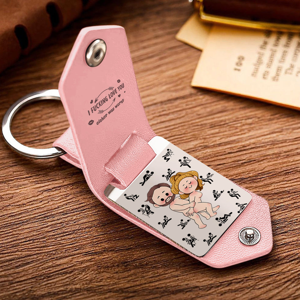 I Love You - Personalized Couple Leather Photo Keychain