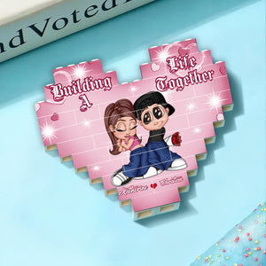 Building A Life Together - Personalized Couple Heart Building Brick Blocks Printed On Both Sides