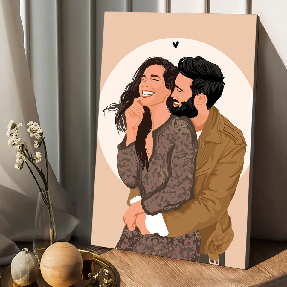 Custom 2D Flat Photo - Personalized Couple Canvas And Poster