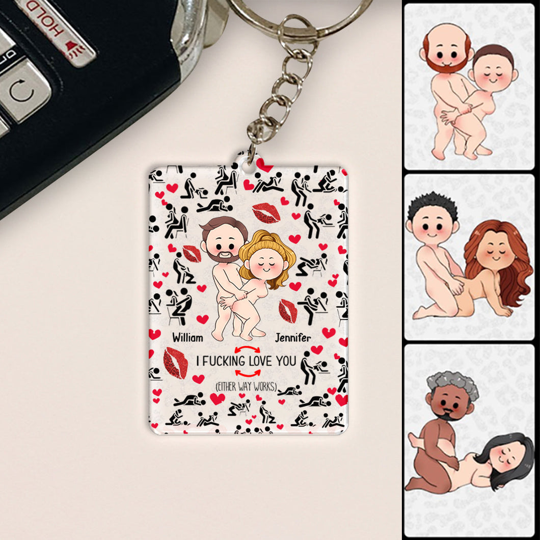 Couple Funny I Love You - Personalized Couple Keychain