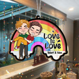 Love Is Love - Personalized Couple 2 Layered Window Hanging Suncatcher