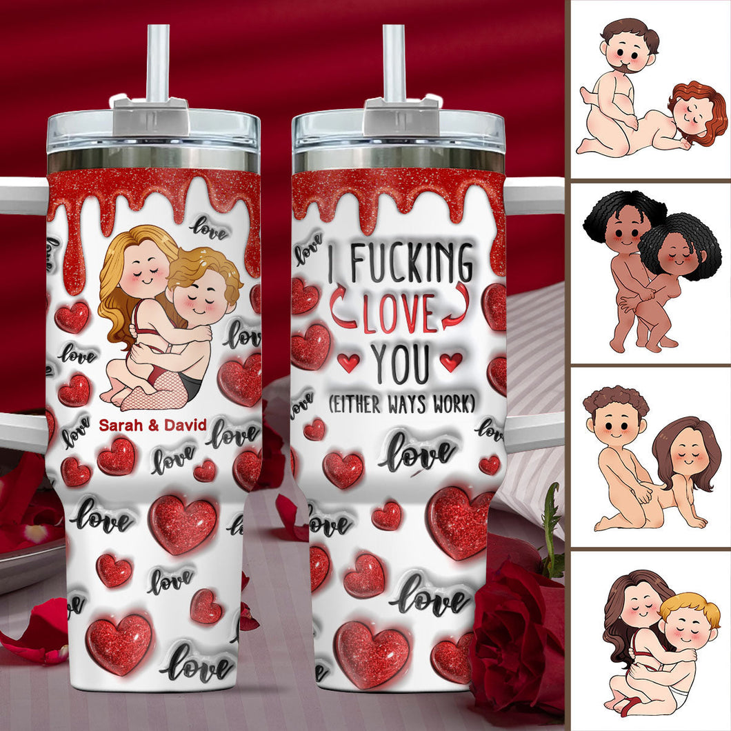 I Love You - Personalized Couple Tumbler With Handle