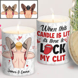 It's Time To Be Naughty - Personalized Couple Candle With Wooden Lid