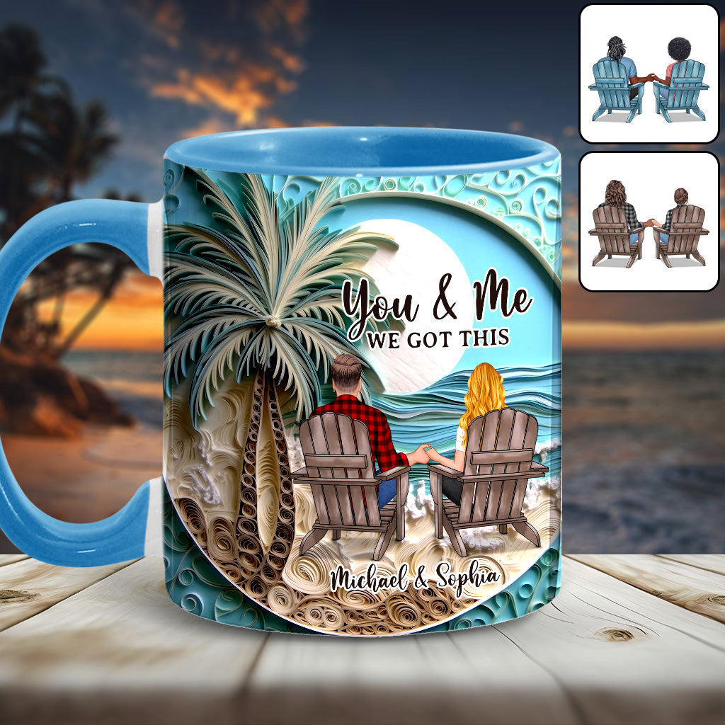 Beach Scene Happy Couple - Personalized Couple Accent Mug