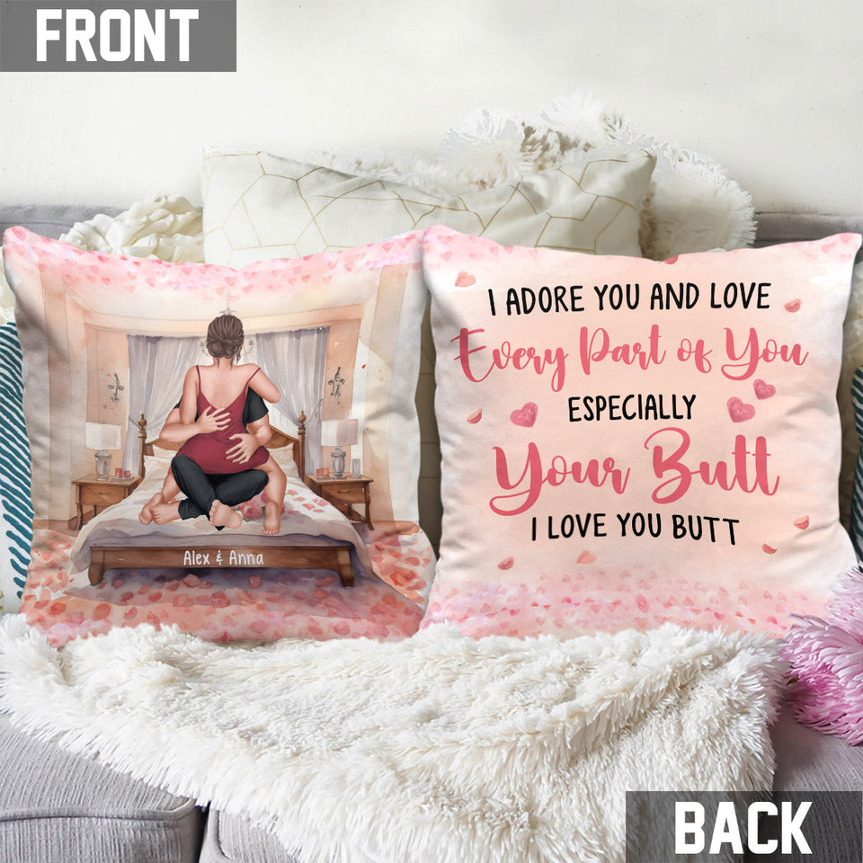 I Adore You And Love Every Part Of You - Personalized Couple Throw Pillow