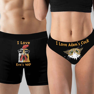 I Love Your Chicken & Kitten - Personalized Couple Women Briefs & Men Boxer Briefs