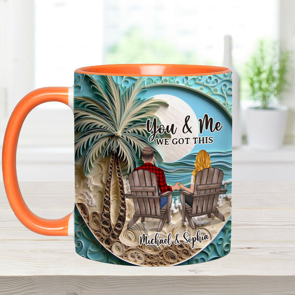 Beach Scene Happy Couple - Personalized Couple Accent Mug