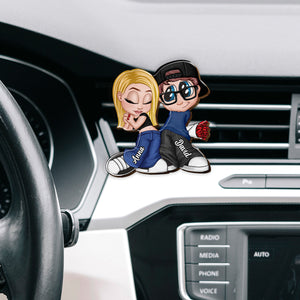 Chicano Y2K Couple - Personalized Couple Shaped Car Visor Clip