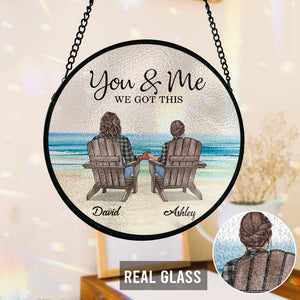 We Got This - Personalized Couple Stained Glass Suncatcher