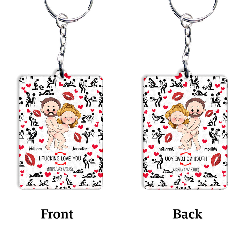 Couple Funny I Love You - Personalized Couple Keychain