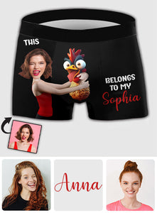 This Cock Belongs To - Personalized Couple Men’s Boxer Briefs