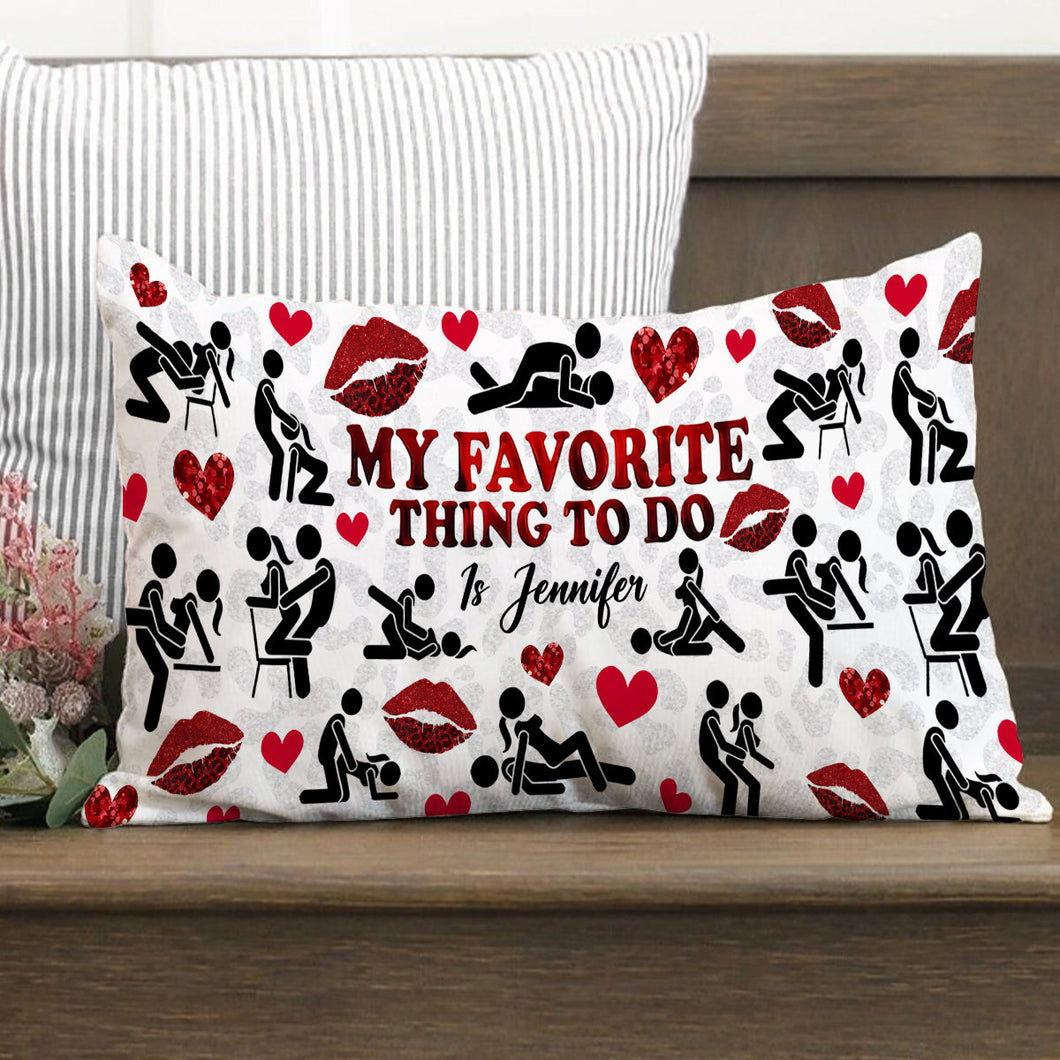 My Favorite Thing To Do Is You - Personalized Couple Rectangle Pillow Cover