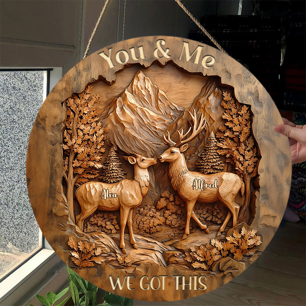 We Got This - Personalized Couple Round Wood Sign