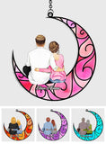 Couple Sitting On The Moon - Personalized Couple Window Hanging Suncatcher Ornament