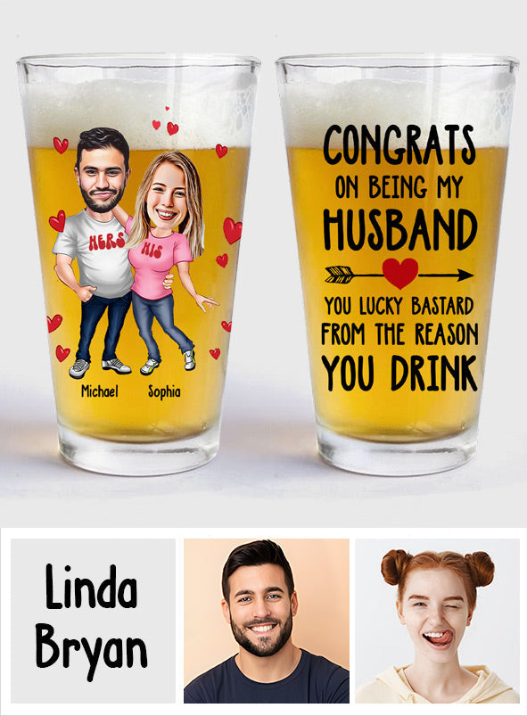 Congrats On Being My Husband Boyfriend - Personalized Couple Beer Glass