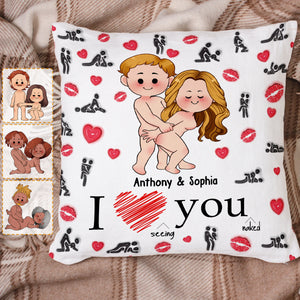 I Love Seeing You Naughty - Personalized Couple Throw Pillow