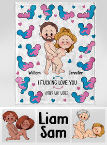 I Love You Funny Couple - Personalized Couple Blanket