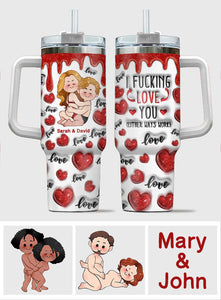 I Love You - Personalized Couple Tumbler With Handle