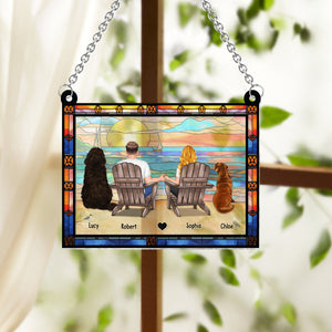 You & Me and the Dogs - Personalized Couple Window Hanging Suncatcher Ornament