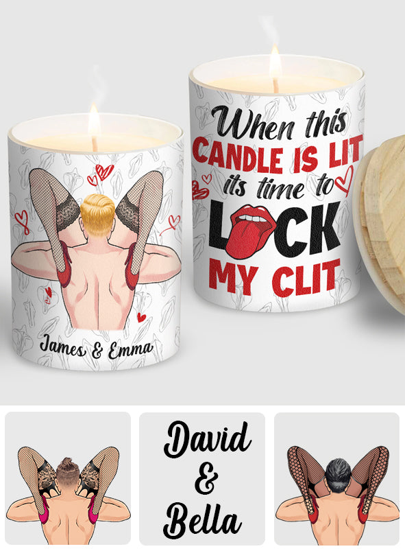 It's Time To Be Naughty - Personalized Couple Candle With Wooden Lid