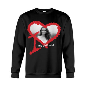 I Love My Girlfriend Boyfriend Husband Wife Custom Photo - Personalized Couple T-shirt And Hoodie