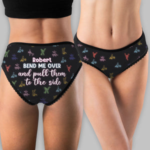 Bend Me Over And Pull Them To The Side - Personalized Couple Lace Border Women Briefs