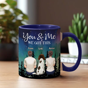 You & Me And The Dogs - Personalized Couple Accent Mug