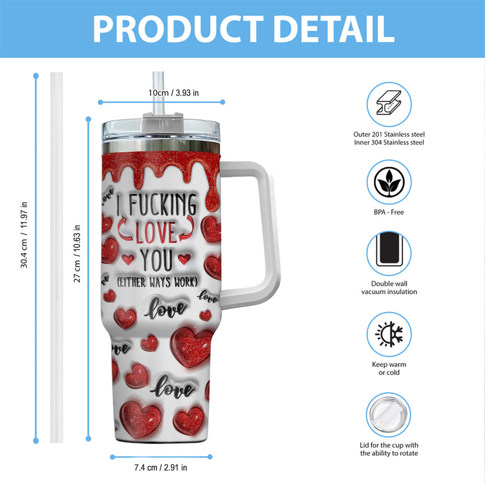 I Love You - Personalized Couple Tumbler With Handle