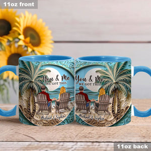 Beach Scene Happy Couple - Personalized Couple Accent Mug