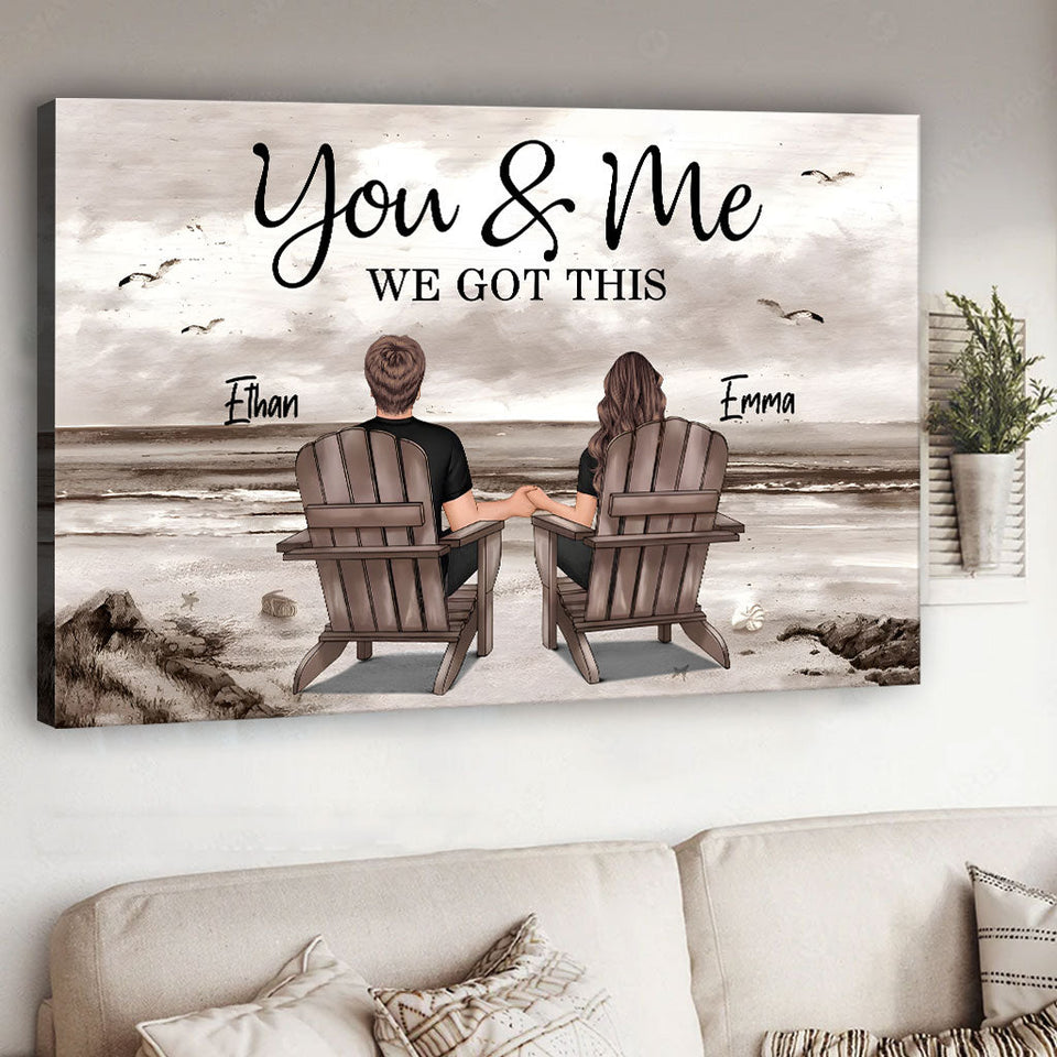 Couple Beach Landscape - Personalized Couple Canvas And Poster