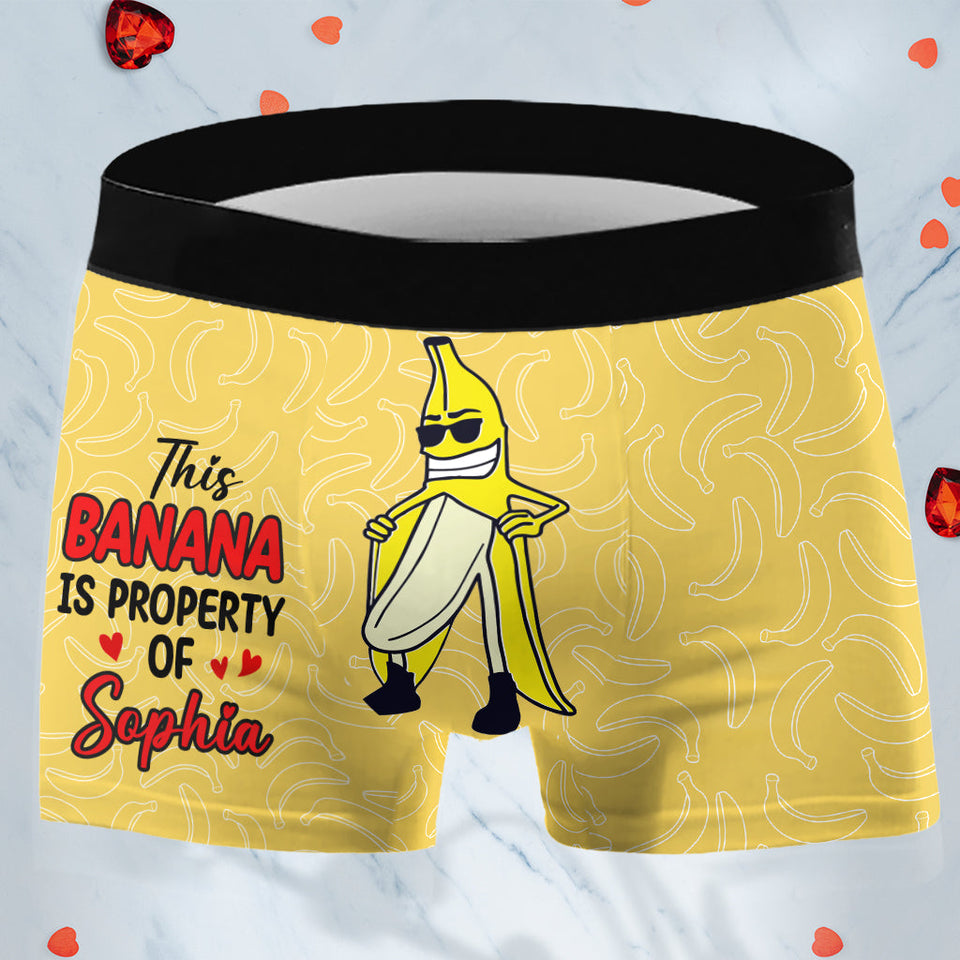 This Banana Is Property Of - Personalized Couple Men’s Boxer Briefs