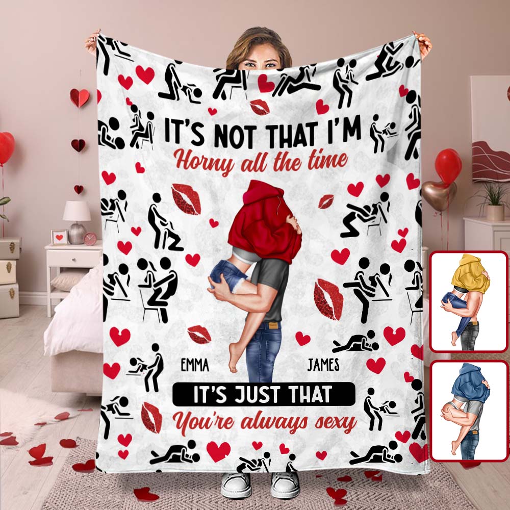 It's Not That I'm Horny All The Time - Personalized Couple Blanket